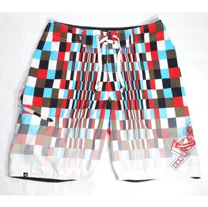 Lost Mayhem Checkered Pattern Board Shorts Mens 33